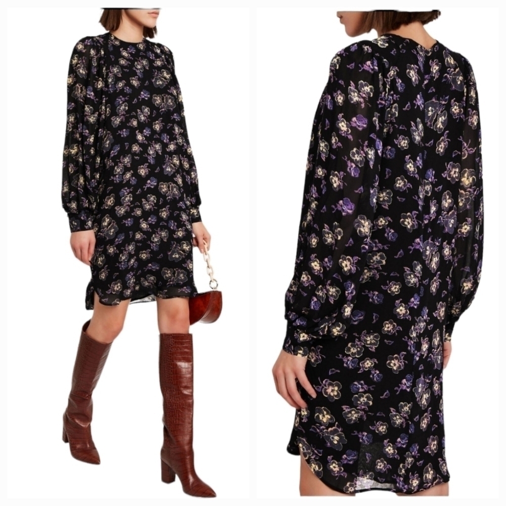 Nwt Ganni Georgette Floral Shift Dress